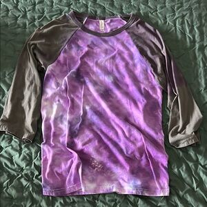 Purple and Gray Tie-Dye Raglan Shirt